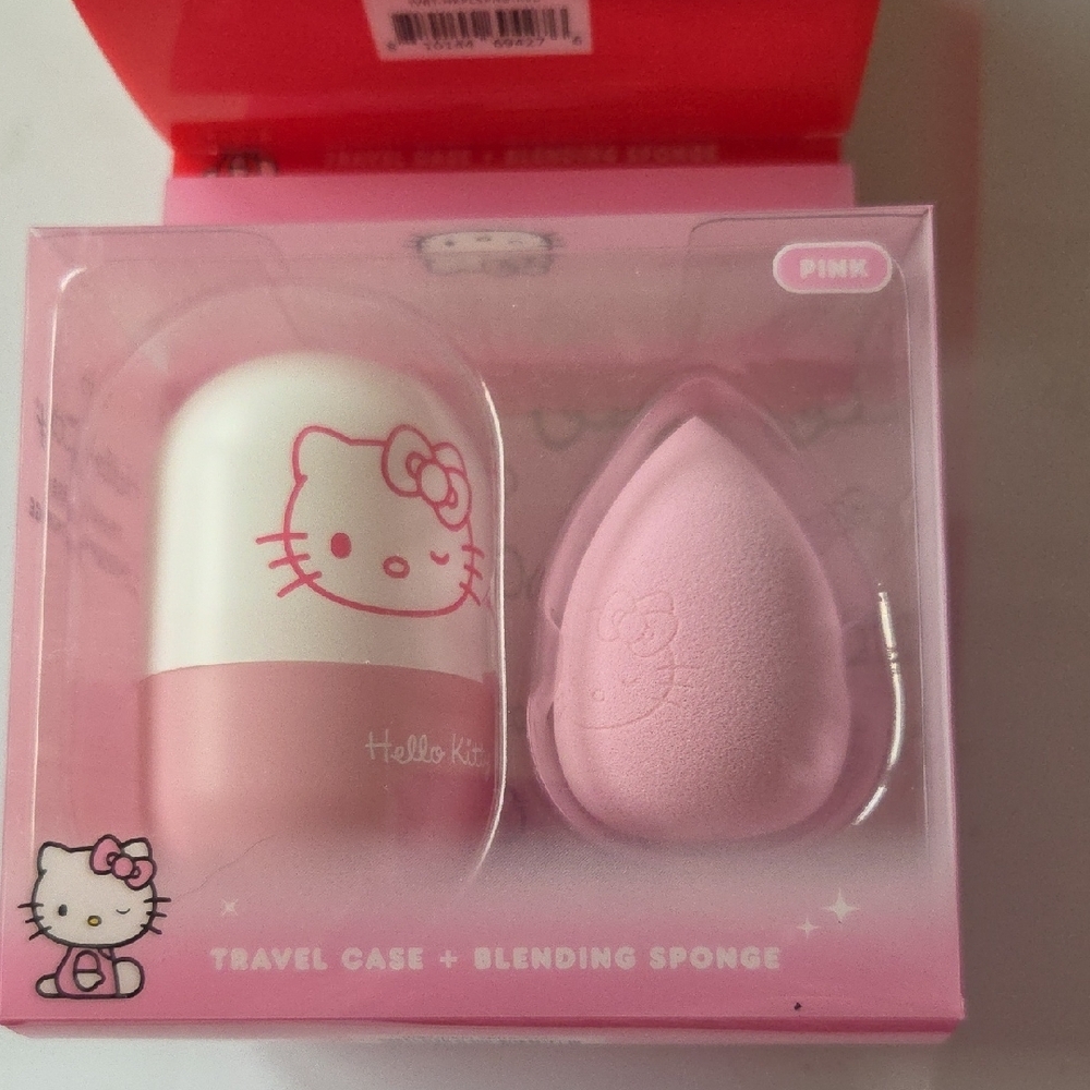 Hello Kitty Pink Travel Case with Blending Sponge Choice: Pink Or Red